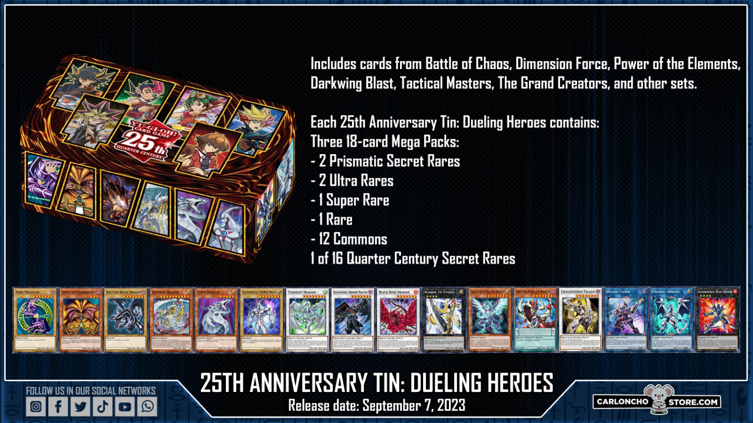25th Anniversary Tin Dueling Heroes Card List & Release Date + Rarities